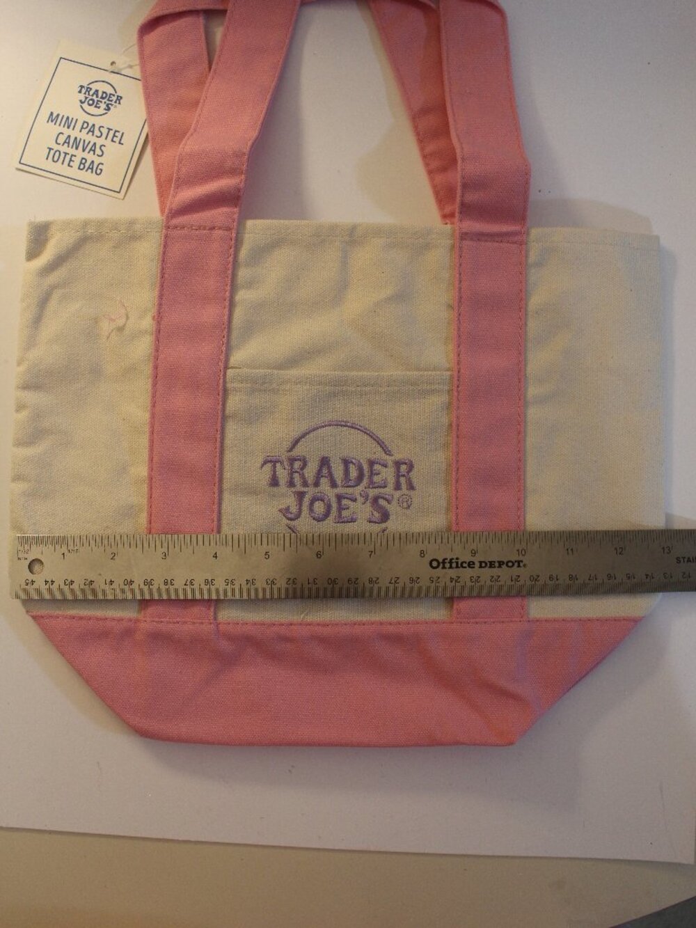 Trader Joe’s Pink Mini Pastel Canvas Tote Bag with Tag